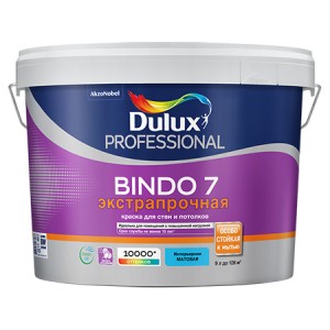 Dulux Bindo 7 (Биндо 7) краска экстрапрочная для стен и потолков матовая 9 л База BW